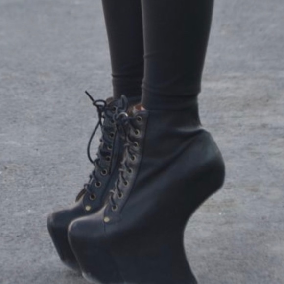 JEFFREY CAMPBELL 5.5/6 Night-Lita Heel-less Lace Up Bootie Balenciaga - Picture 1 of 12
